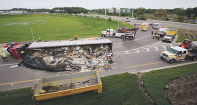 semi tractor-trailer overturned State Road 429 U.S. Highway 441