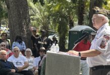 Steve Deviese, member of the VFW Post 10147 Apopka/Altamonte Springs, delivers a keynote speech to a crowd at the Edgewood-Greenwood Cemetery in Apopka on May 26.