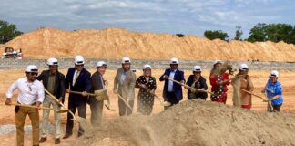 Mayor Demings, Commissioner Moore, and others at the groundbreaking ceremony.