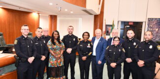 New officers with local and state leadership at the swearing-in ceremony.