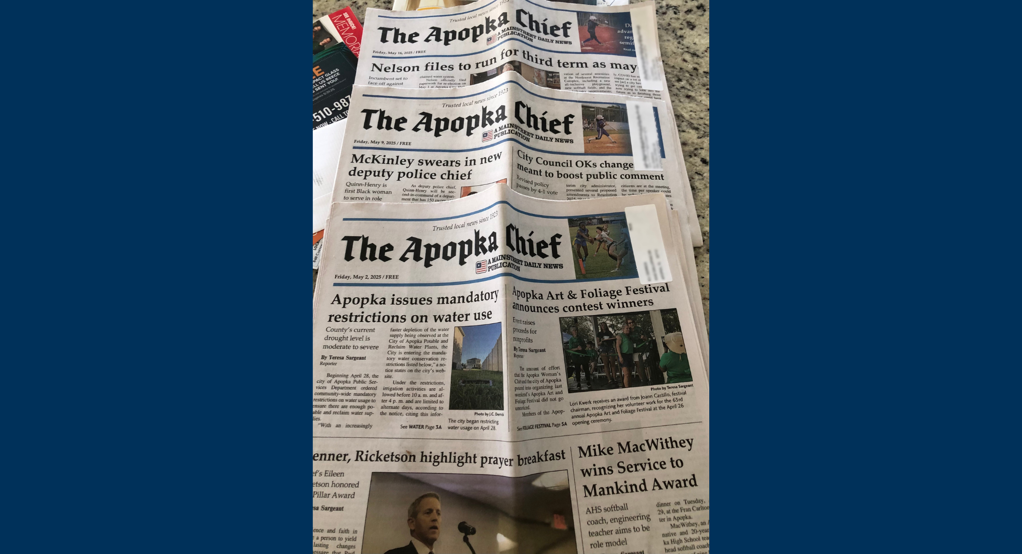 Three weeks of papers delivered around the same time.