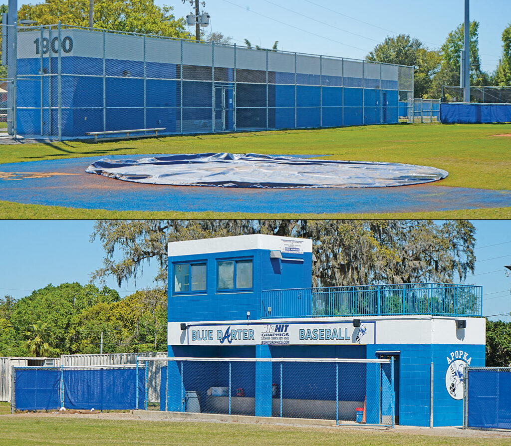 On top is the Apopka home dugout that is surrounded by a chain-link fence. On the Bottom is the away dugout. Apopka baseball players, parents, and fans raised problems with design inconsistencies between the two dugouts.