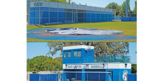 On top is the Apopka home dugout that is surrounded by a chain-link fence. On the Bottom is the away dugout. Apopka baseball players, parents, and fans raised problems with design inconsistencies between the two dugouts.