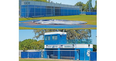 On top is the Apopka home dugout that is surrounded by a chain-link fence. On the Bottom is the away dugout. Apopka baseball players, parents, and fans raised problems with design inconsistencies between the two dugouts.