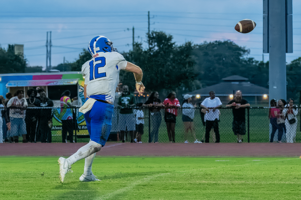 Cody Owens fires a strike up the field.