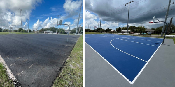 Progress made on the basketball courts' renovations at Alonzo Williams Park.