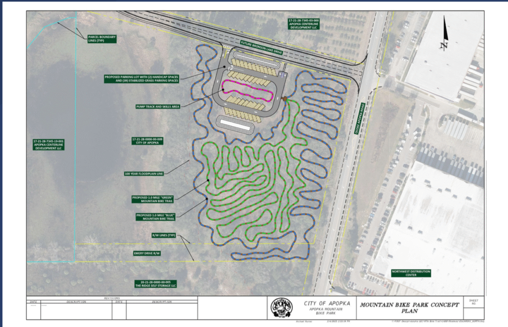 A screenshot of the concept plan for the mountain bike park, as shown in the Aug. 6 City Council meeting agenda packet.
