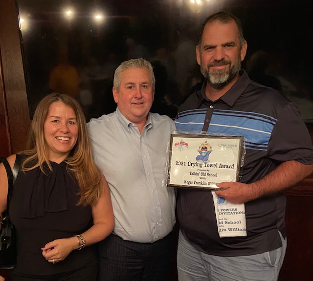 From left to right: Giovanna Johnson, Roger Williams and Andy Johnson at the 2021 Crying Towel Invitational