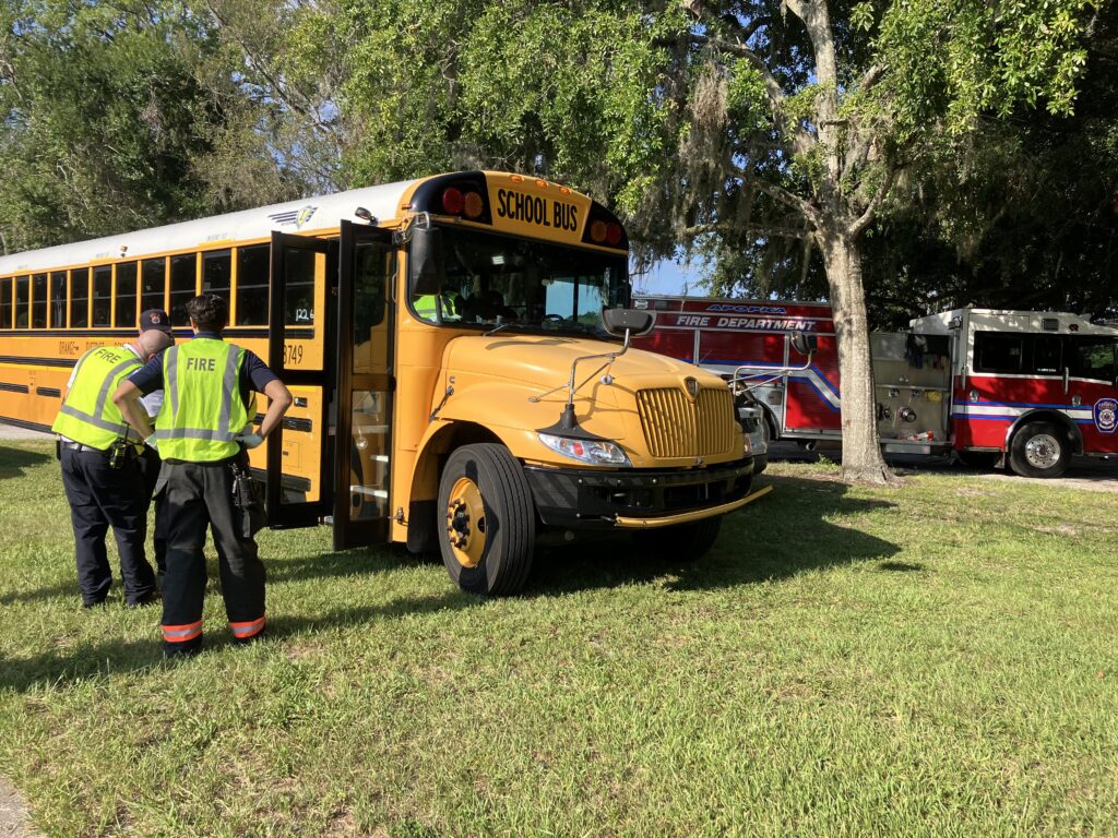 An OCPS bus struck a van Friday morning in Apopka.