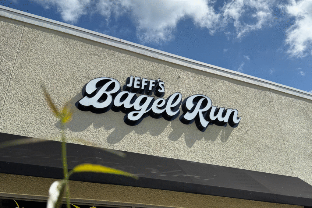 The exterior of Jeff's Bagel Run