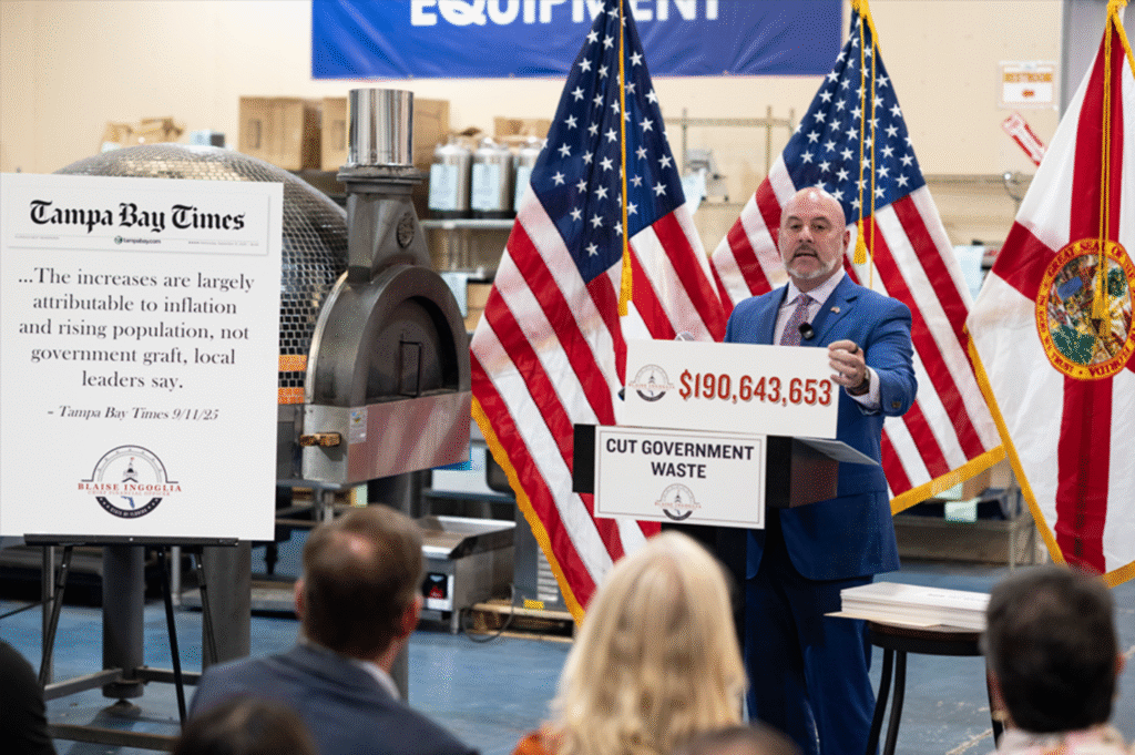 Florida Chief Financial Officer Blaise Ingoglia speaks at a Sept. 15 press conference.