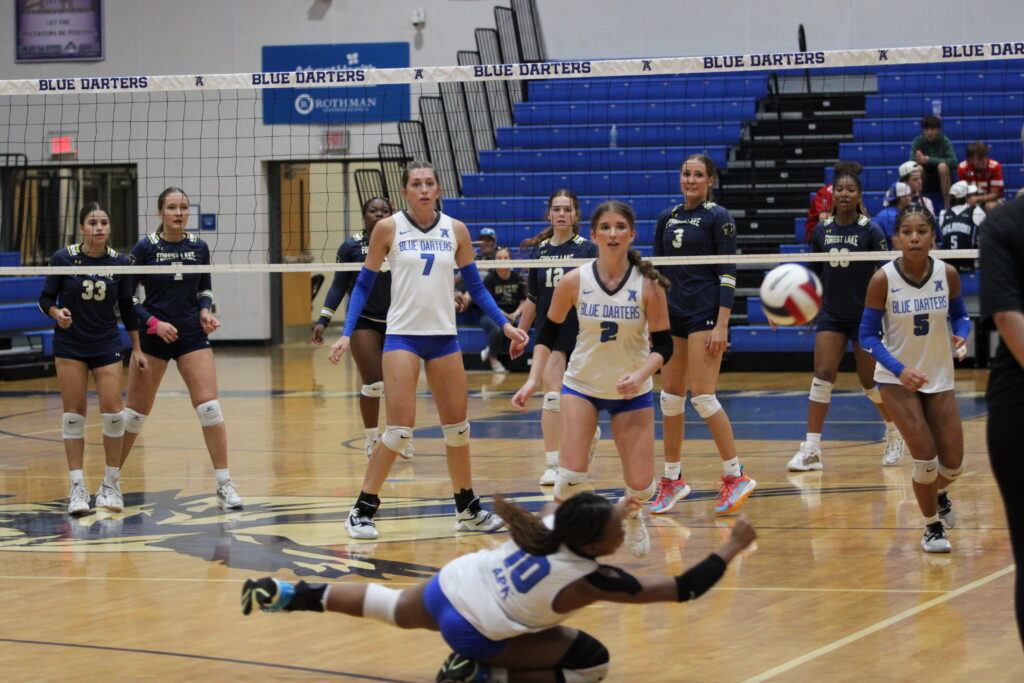 Marie Hughes makes a diving save