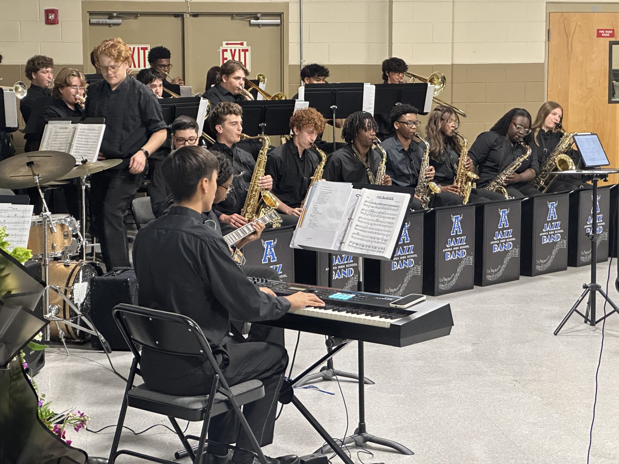 The Apopka High School Jazz Band Ensemble entertains at the event. 