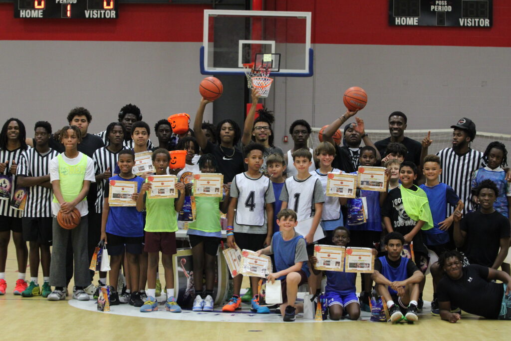 Group photo at the Halloween Hoops Camp