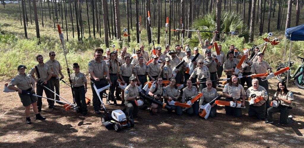 Ranger Academy cadets at Wekiwa Springs State Park hold STIHL tools.