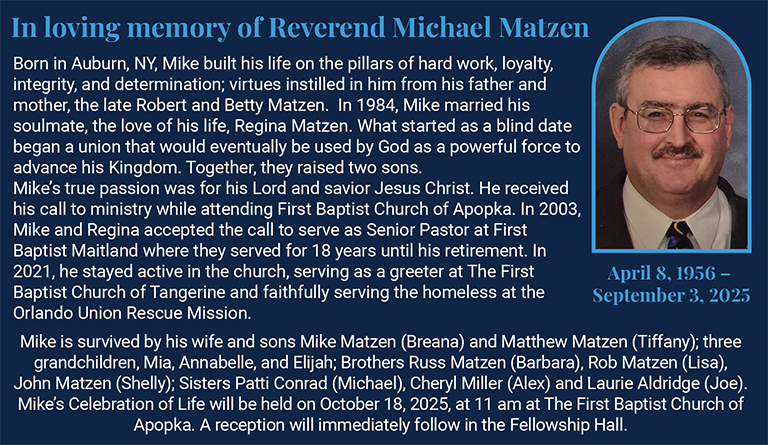 Obituary Reverend Michael Matzen