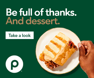 Be full of thanks. And dessert. Take a look at Publix offers with a thanksgiving cake.