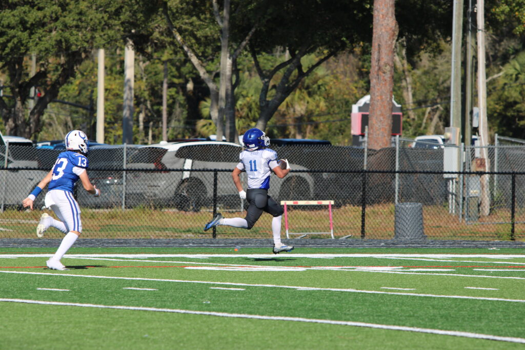 Conor Weed scoops up a fumble and takes it over 70 yards to the house