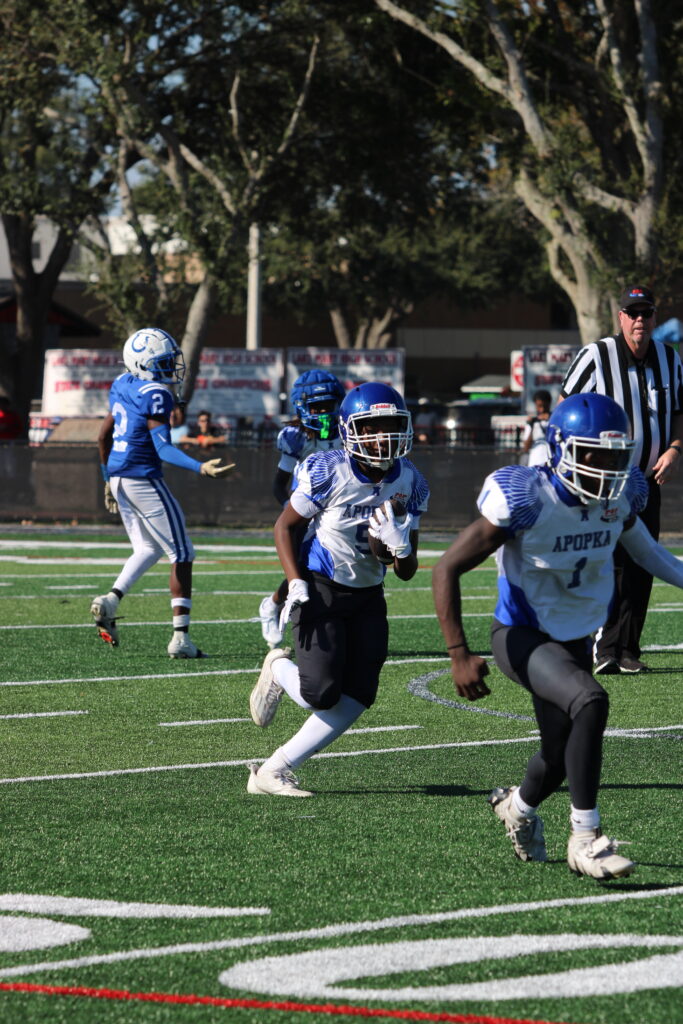 Frederick Carter Jr with a late interception and a blocker ahead