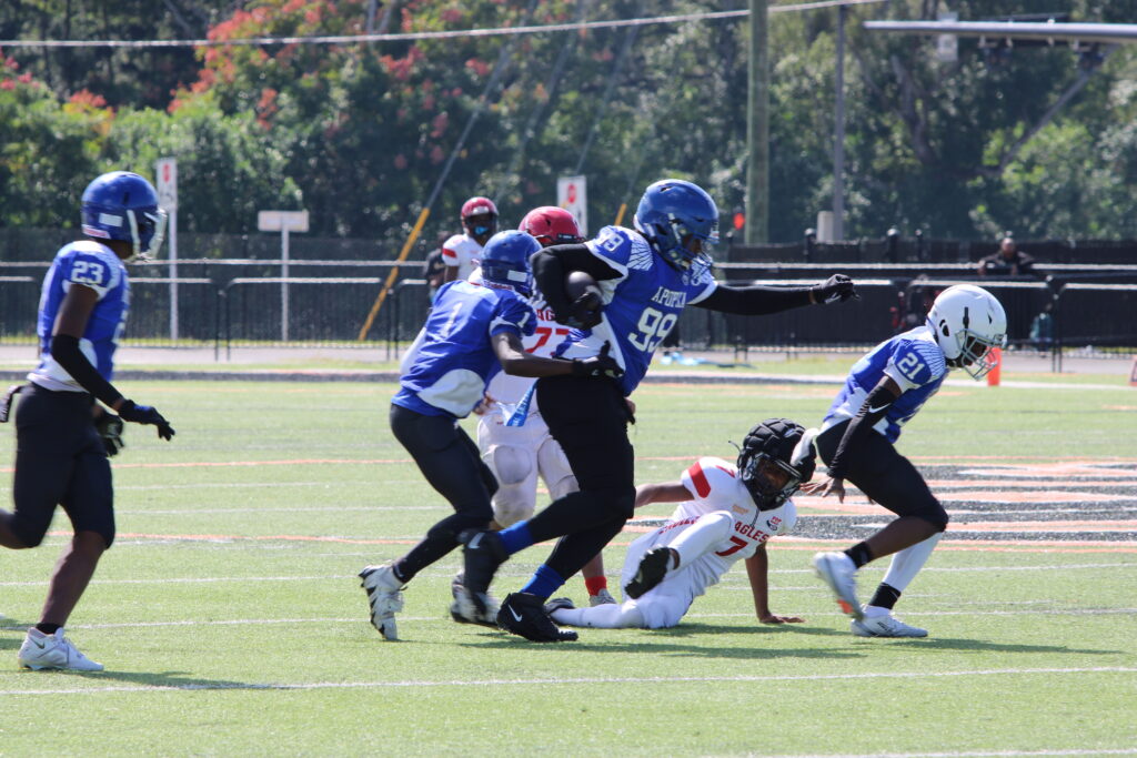 Jason Marshall III Rumbling through tackles down the field