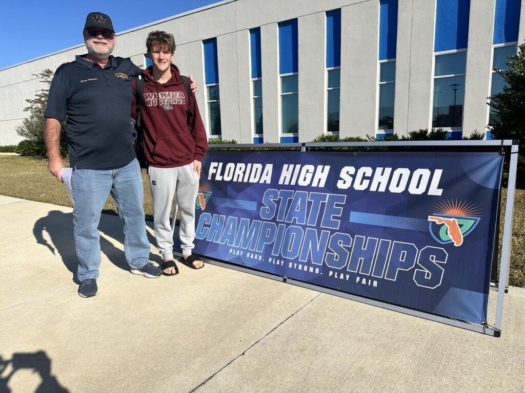 Mason Marco and Coach Timothy Putnam at the FHSAA State Championships