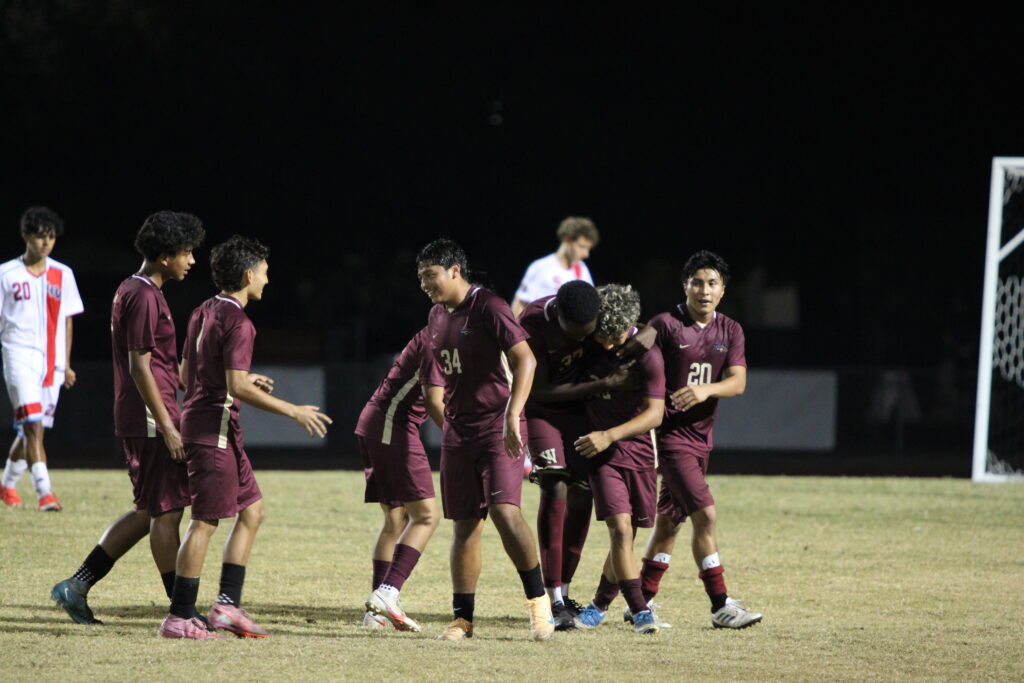 Mustangs celebrate their win against Lake Buena Vista