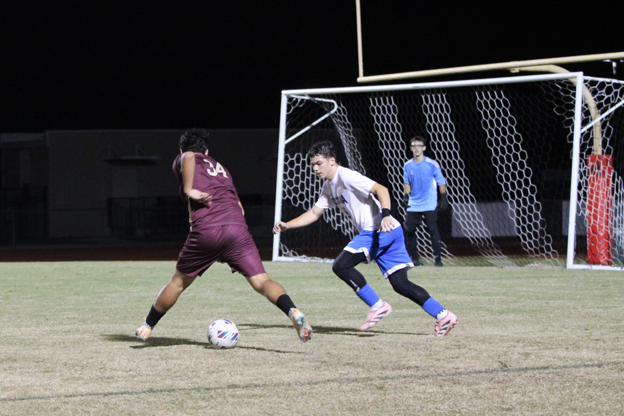 Omar Roman makes a move into the box