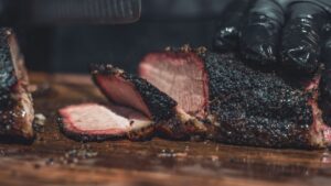 The backyard spread: smoked brisket, roasted sides, and easy biscuits