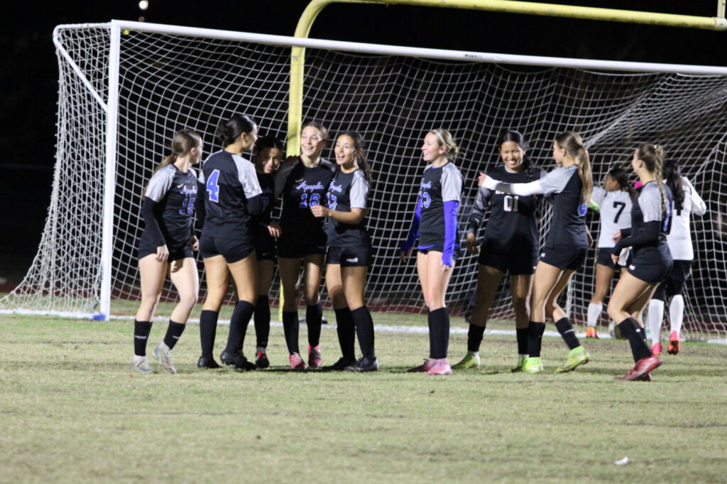 Apopka girls celebrate the game winning goal from Ava Croeze