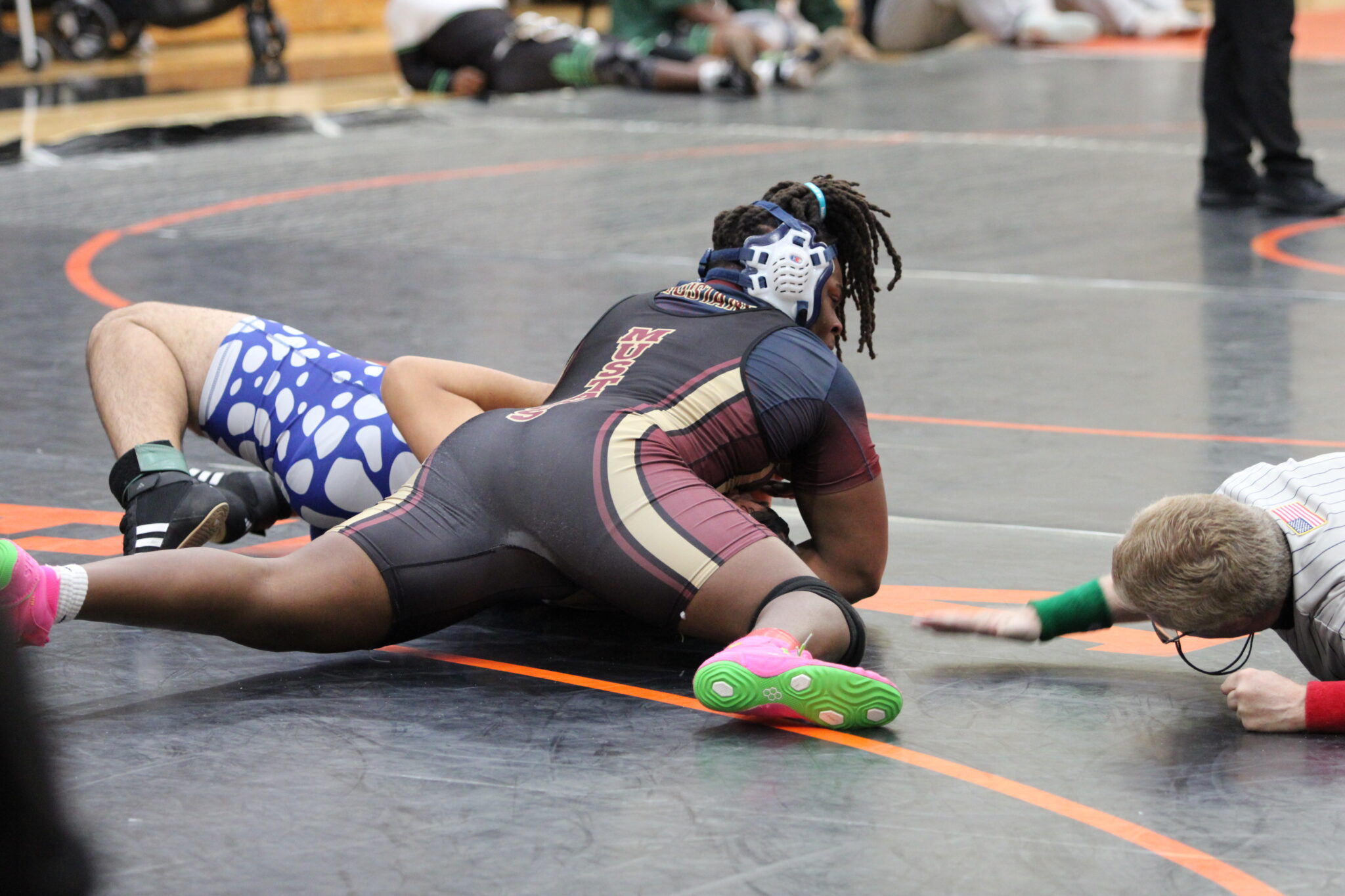Elijah Jean gets his third pin of the day in under a minute