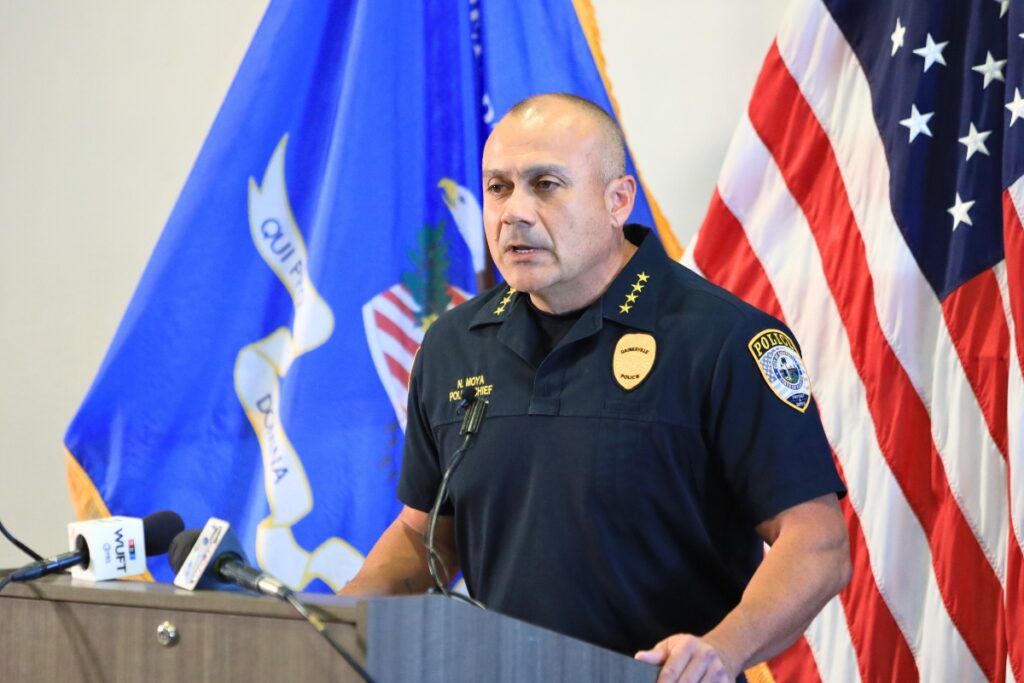 Gainesville Police Chief Nelson Moya said quick action by investigators allowed an arrest in the case.