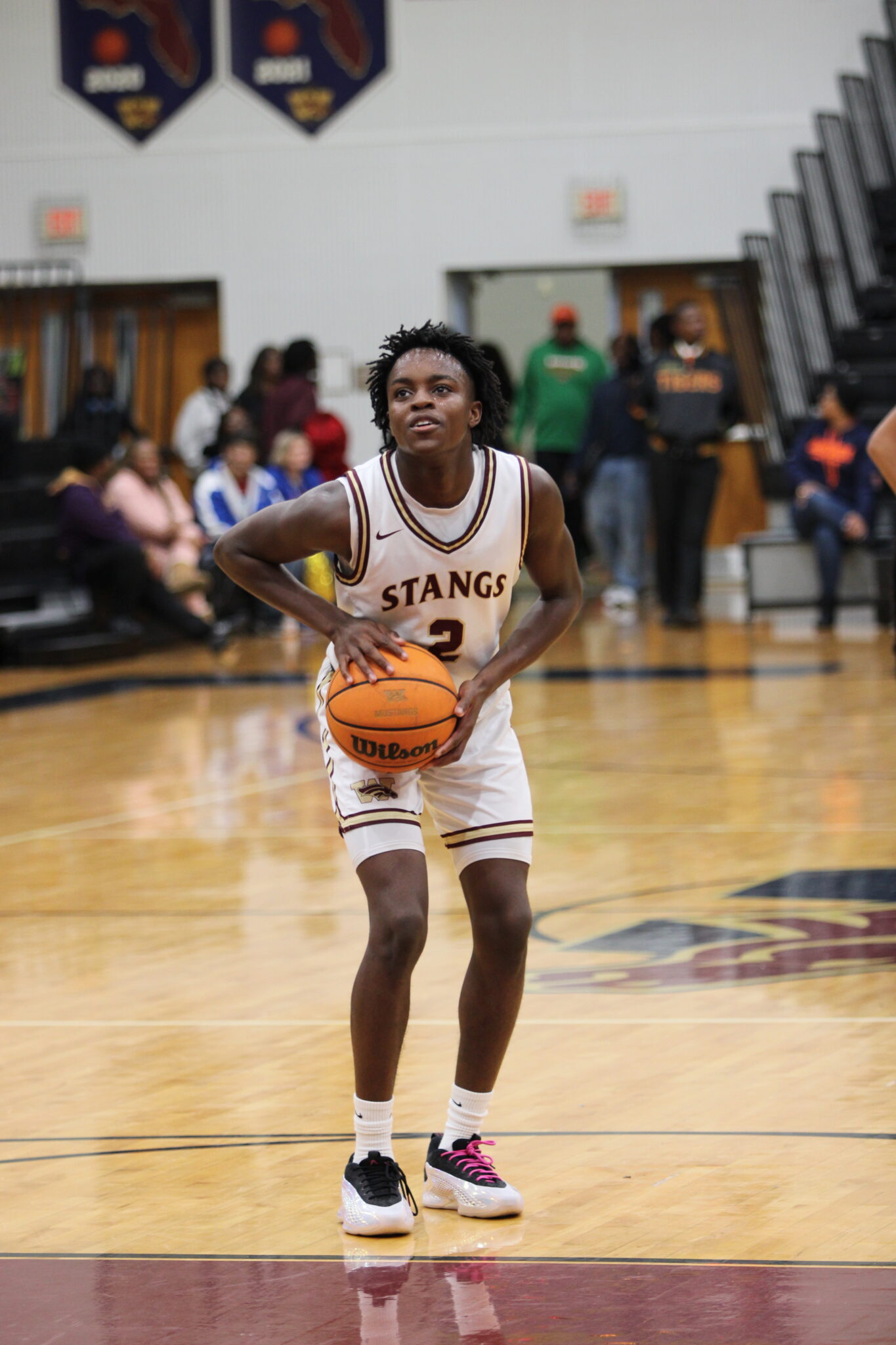 Louvens Saint-Pierre at the free throw line in the fourth quarter
