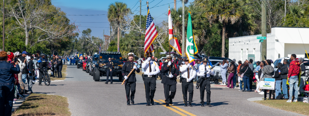 The Apopka police color guard kicks off the MLK Parade.