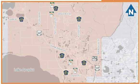 This map shows the study area of the Northwest Orange County Areawide Transportation Study.