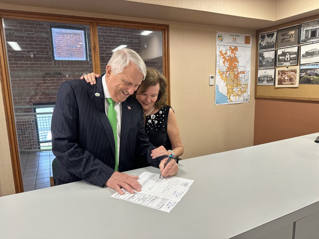 With wife Debbie Nelson by his side, Mayor Bryan Nelson officially filed paperwork on May 1, 2025, to run for his third term.