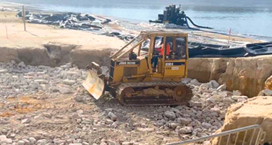 The Golden Gem sinkhole in the filling process in August 2024