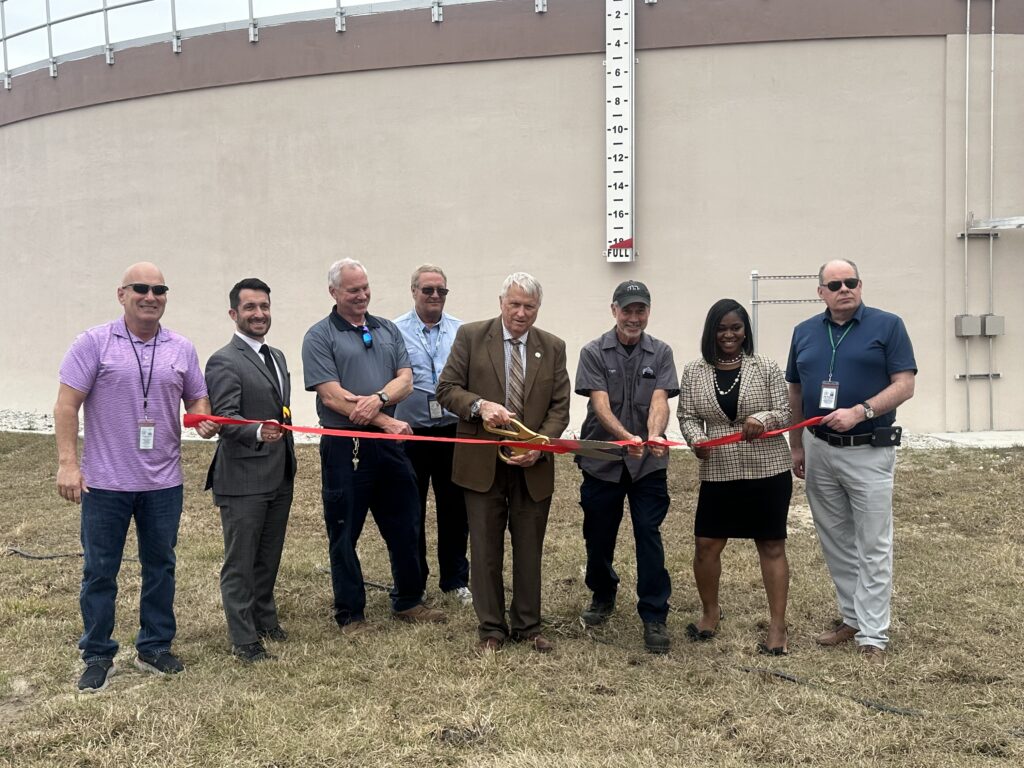 On Wednesday, city officials, employees and consultants open the new Grossenbacher water tank, which can hold up to 1.5 million gallons.