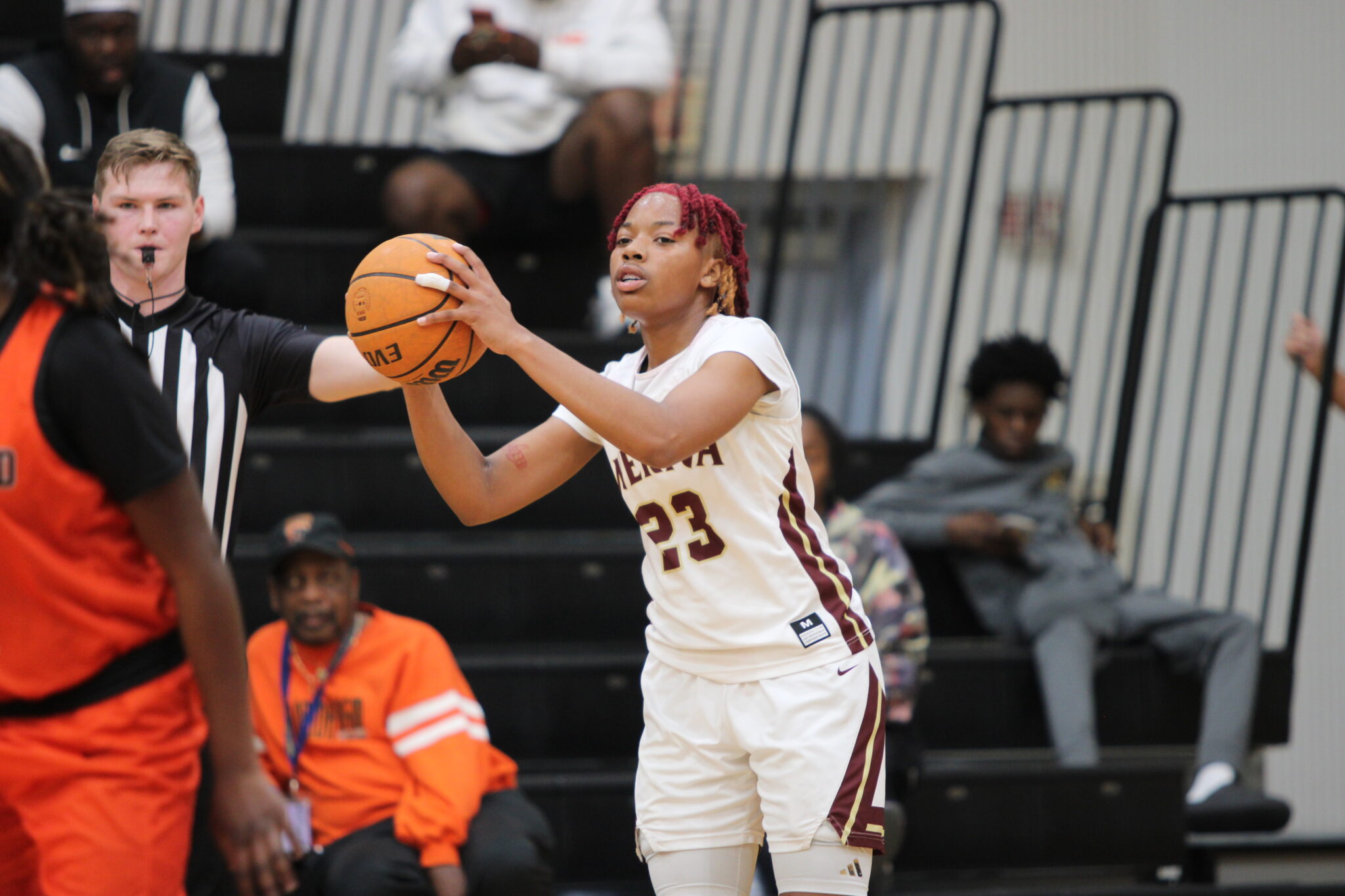 Makayla Bell pump fakes the inbounds pass