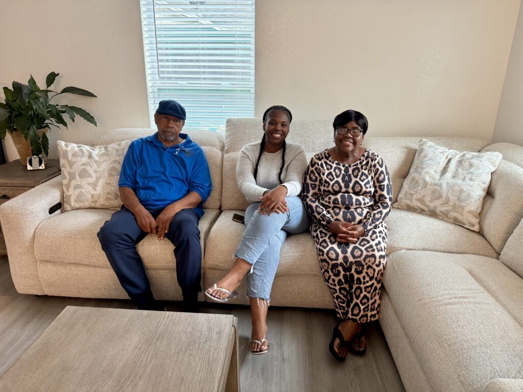 Taiy Jones (center) comes almost every afternoon to help her grandparents, Roscoe and Regena Griffin.