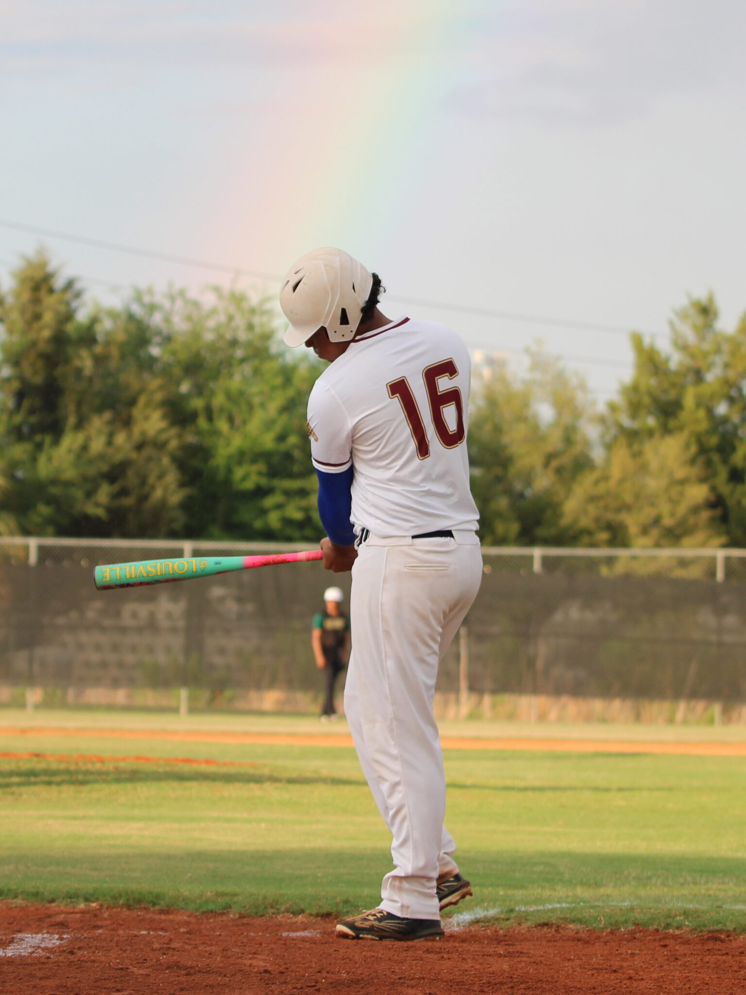 Alex Mancebo walks up to the plate for his at-bat