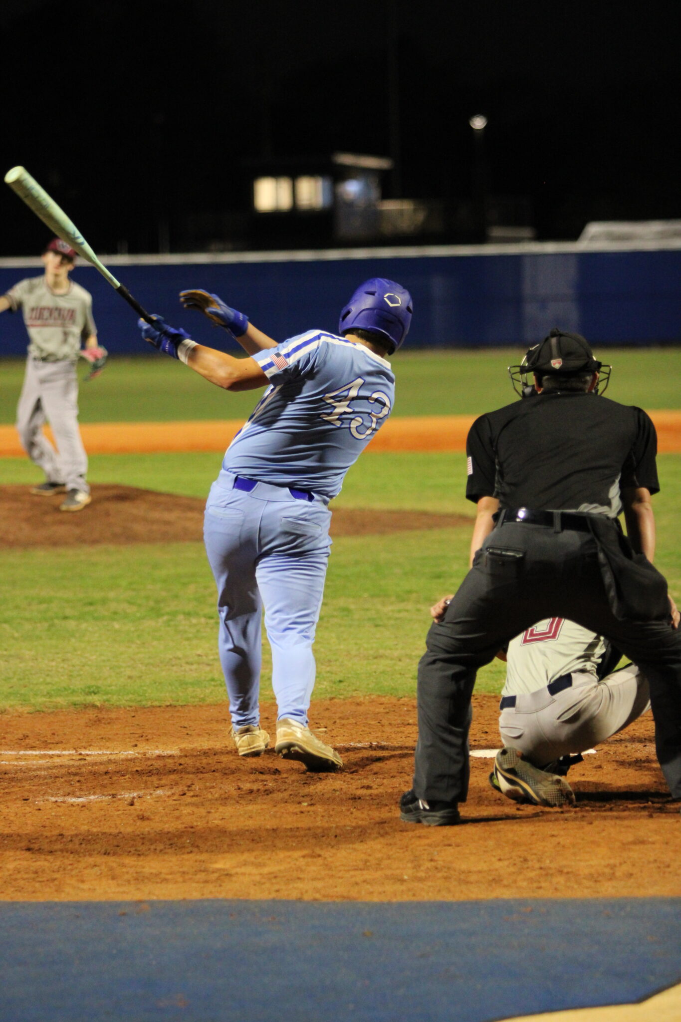 Anthony Raymond rips a double to left-center field in his first plate appearance in the fourth inning