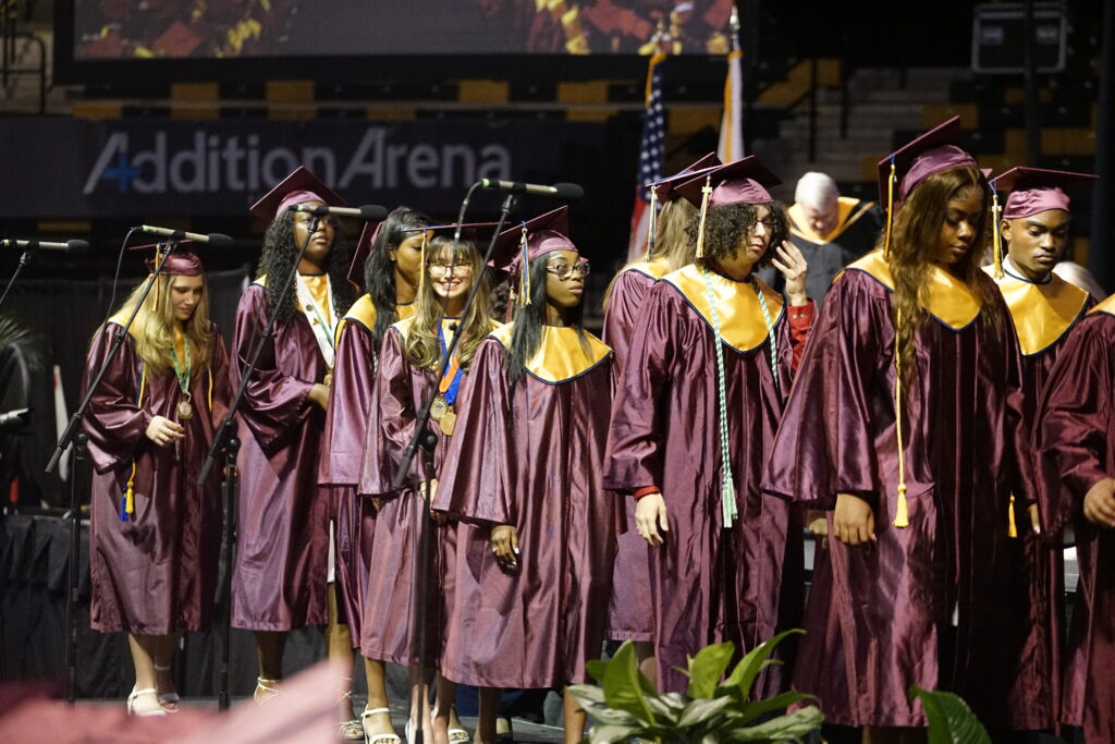 Wekiva High School students line up at the 2025 graduation.