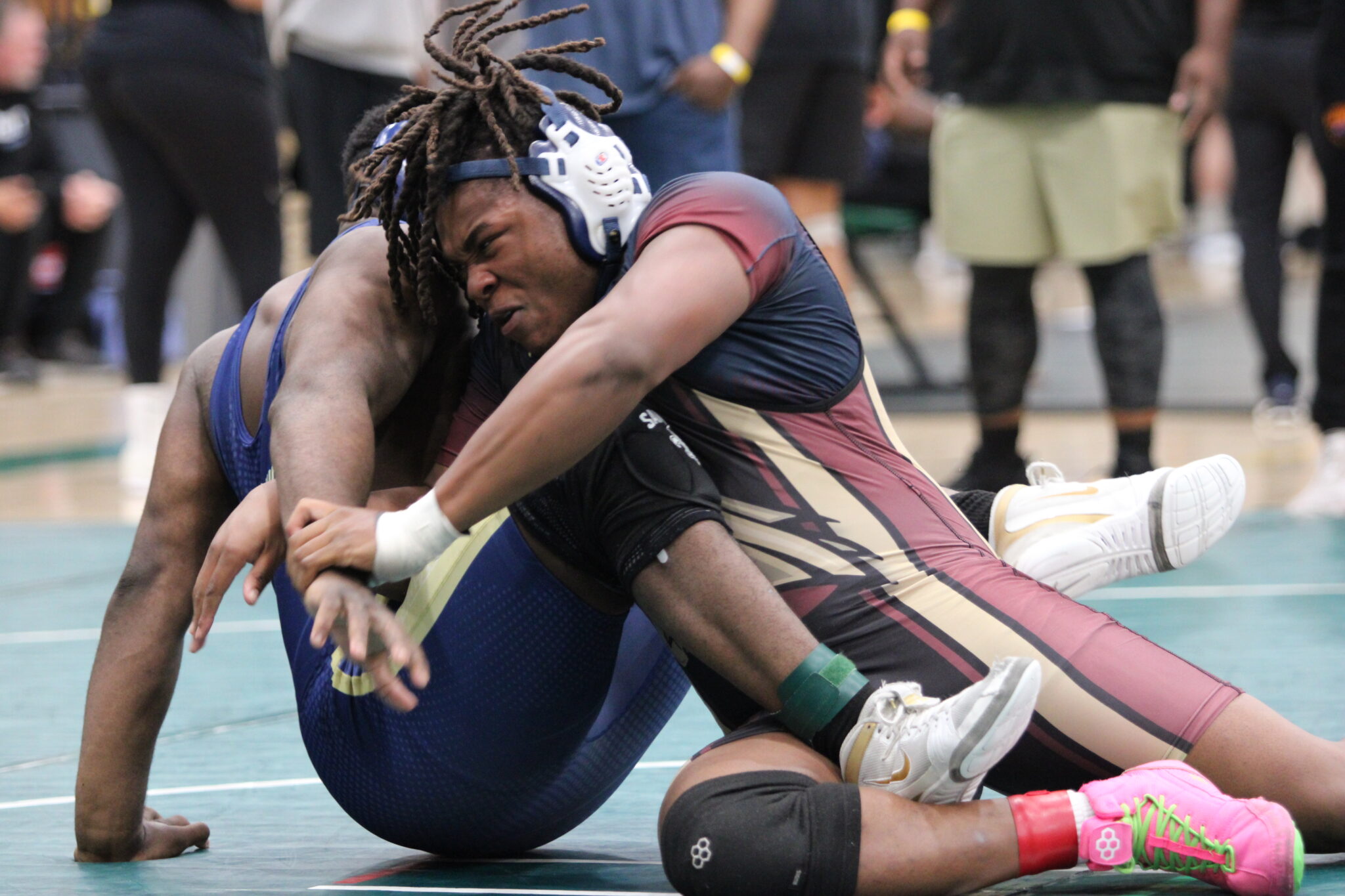Elijah Jean reversed the hold on Sandalwoods wrestler in the second round of the regional tournament