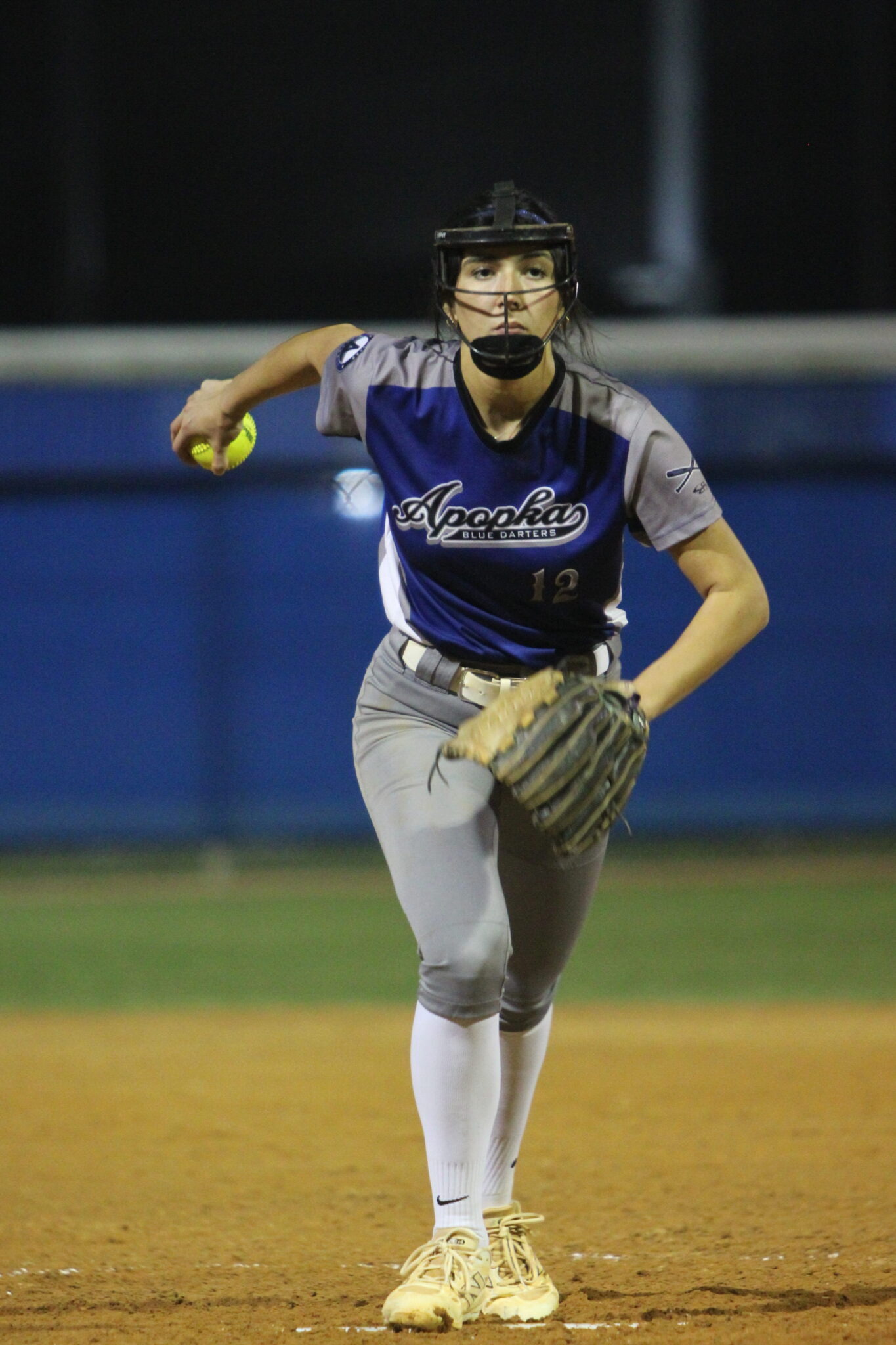 Mia Aeschilman winds up a pitch in the second inning of her perfect outing against Wekiva