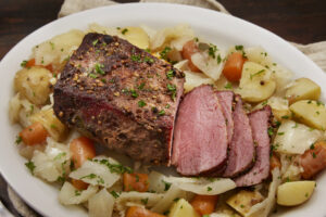 A St. Patrick’s Day table with corned beef and more