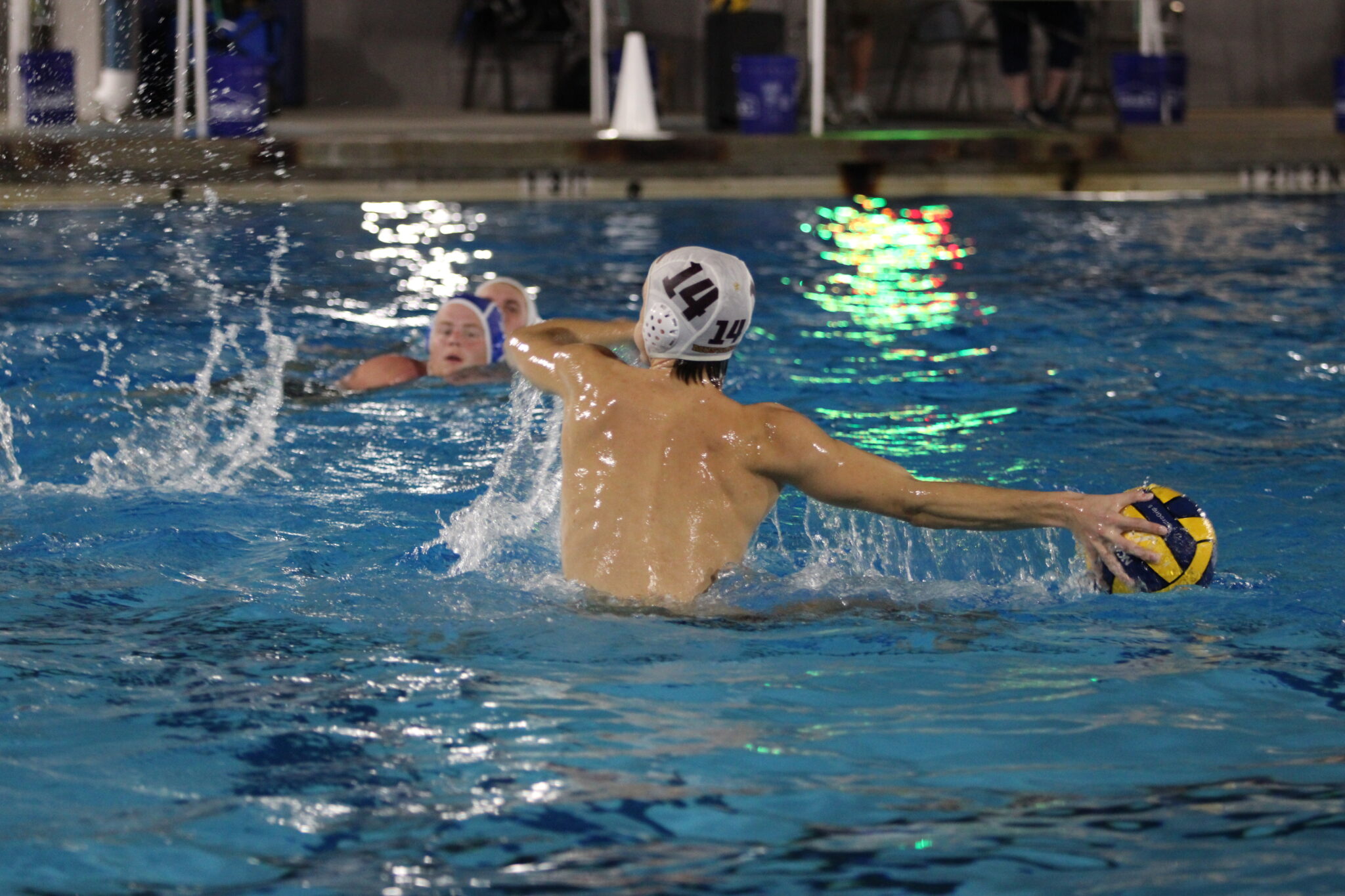 Nicholas Woodward rises up over the water and winds up a shot against Apopka
