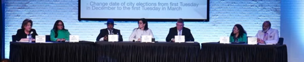 Seat 2 incumbent Diane Velazquez speaks at the city council candidate debate last month.