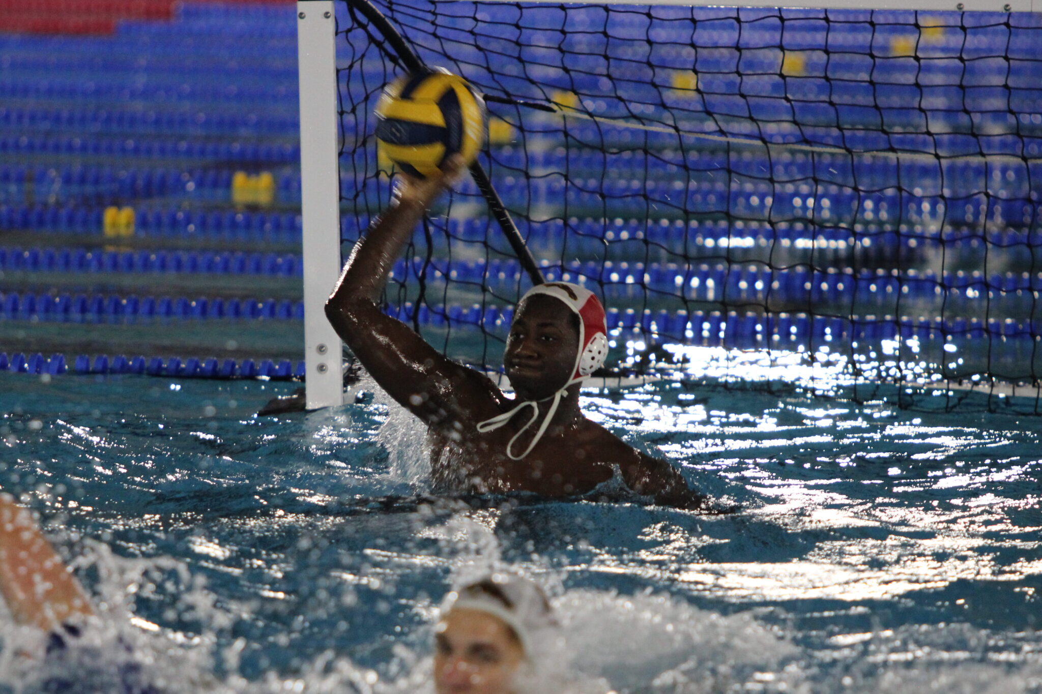 Wekiva goalkeeper Jaison Harris eyes his teammate up the pool