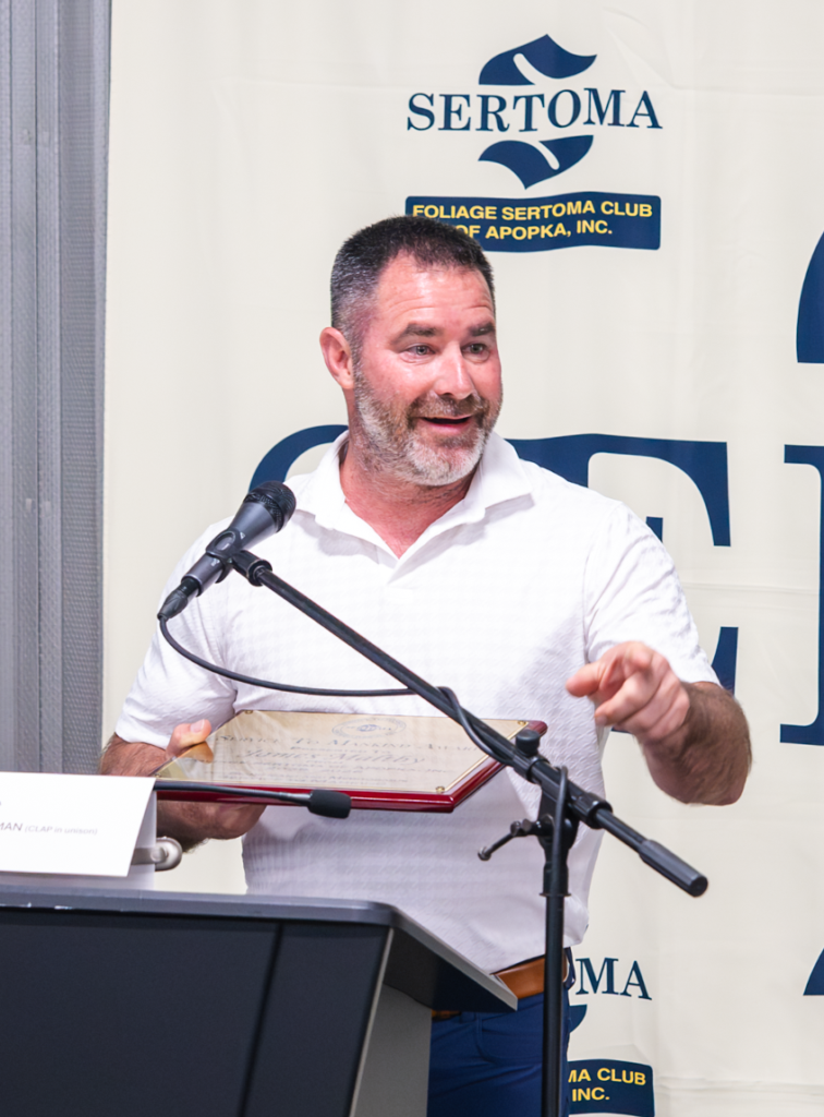 James Maltby shares remarks after receiving the 2026 Service to Mankind Award.