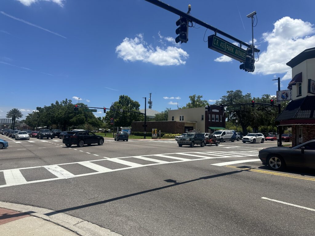 The Apopka Community Redevelopment Agency reported continued investment in the city’s downtown area, of which the U.S. 441/Park Avenue intersection (pictured) is a part.